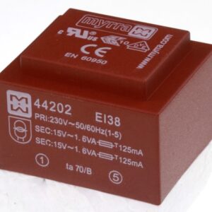 TRAFO 220/2X15V-3.2VA<span style="color: gray; font-family: Arial; font-weight: 200;font-size: 14px;"> E0300</span>